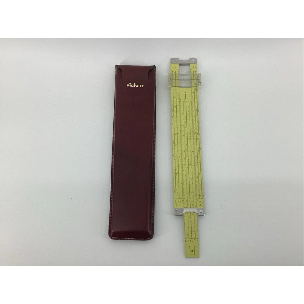 Vintage Pickett Power Log Exponential Slide Rule Metal N 3-ES + Leather Case